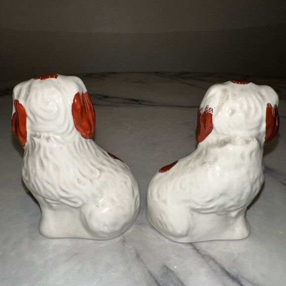 RARE PAIR STICKERED Brwn SPOTTED Beswick Staffordshire Dogs King Charles 1738-7 - Picture 6 of 13